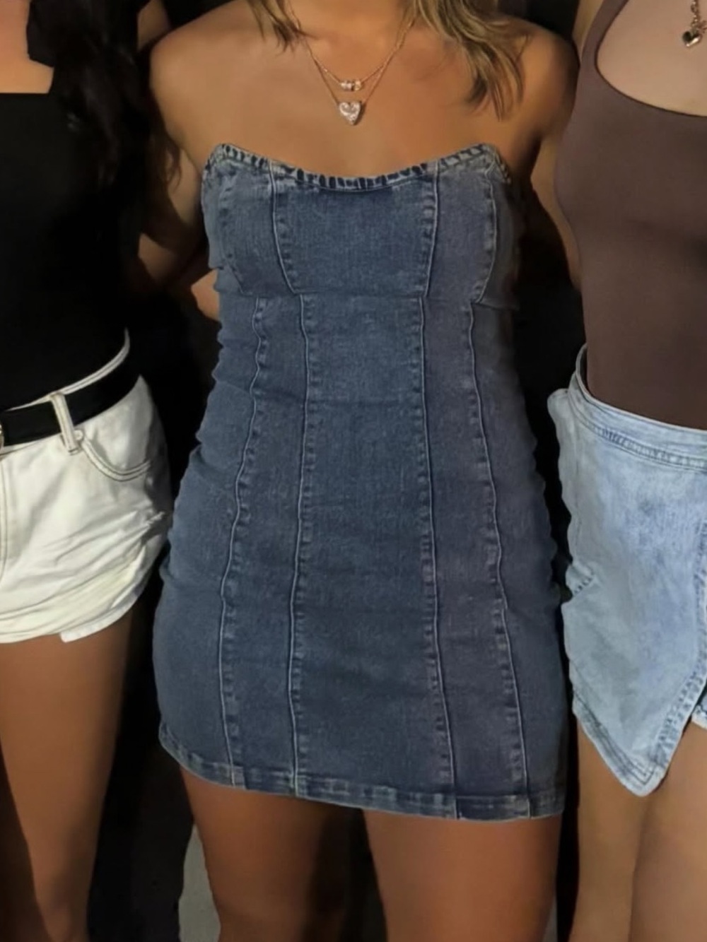 Altar'd State Dark Denim Strapless Bodycon Dress